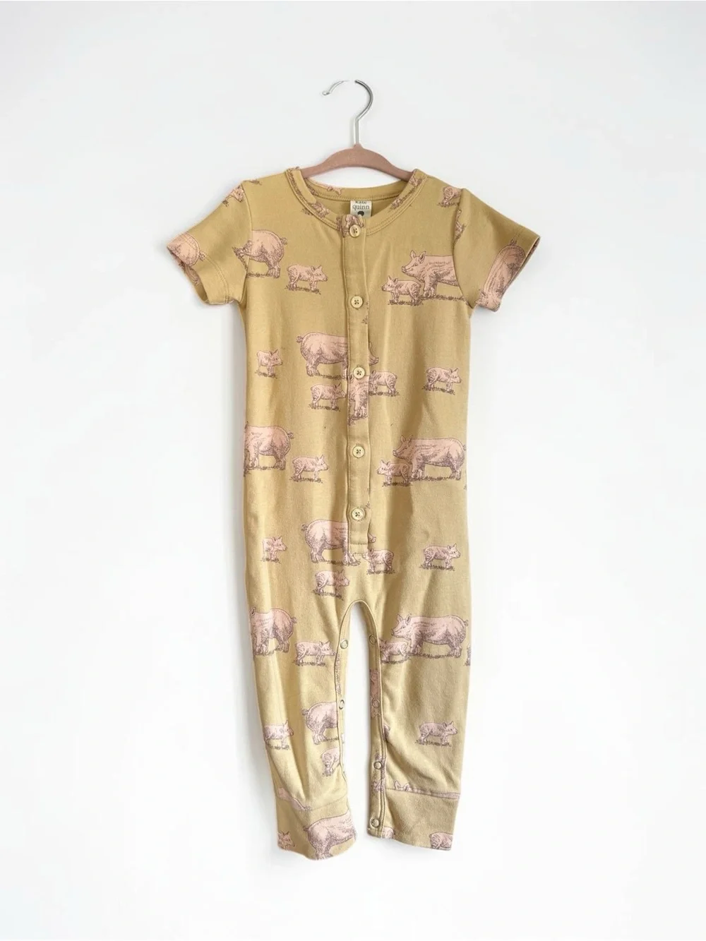 Kate Quinn Pig Piglets Mustard Baby Romper Jumpsuit 18-24M 100% Cotton